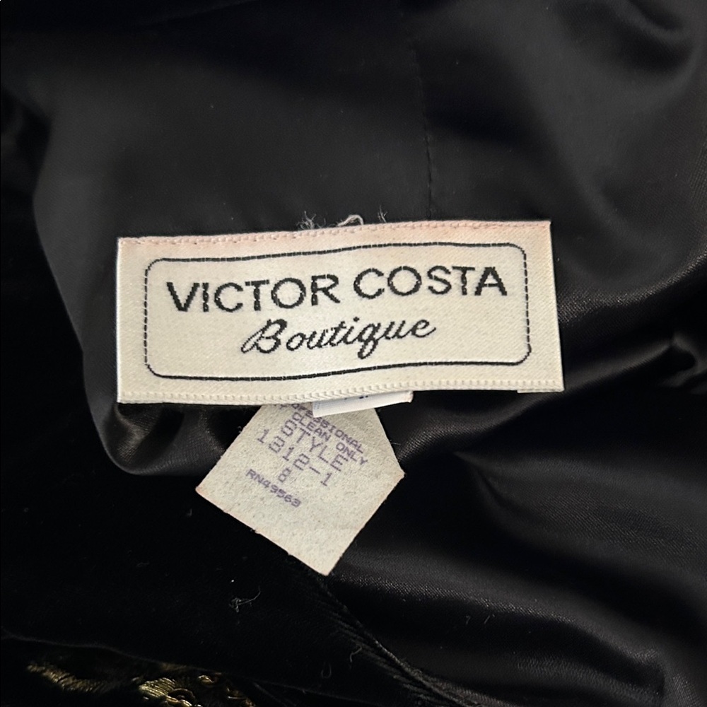 VINTAGE 1980s Victor Costa Velvet Gown | Rear Deep-v | Sequin Design - Size 8 - Picture 9 of 12